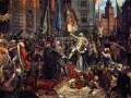 Obraz Jana Matejki, jednego z najwybitniejszych polskich malarzy, przedstawia uroczyste przyjęcie króla Stanisława Augusta Poniatowskiego.