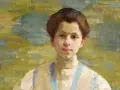 Portret młodej kobiety, inspirujący do zgłębiania **Olgi Boznańskiej biografii**.