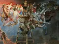 Jacek Malczewski najsłynniejsze obrazy: dramatyczna scena z drabiny, gdzie postacie walczą, uciekają i wznoszą się ku górze, symbolizując ludzkie dążenia.