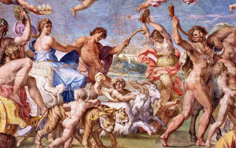 Apoteoza Bachusa: triumfalny pochód z tygrysem, kozłem i amorkami.